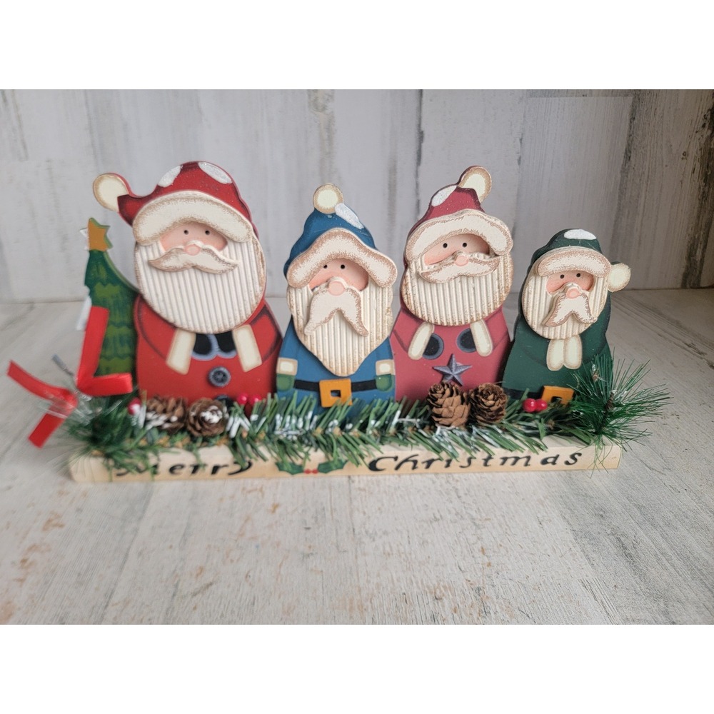Merry Xmas santa claus wooden star unique home decor pinecone figure